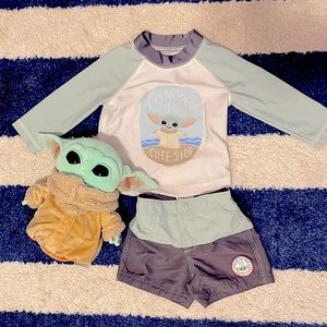 2021 Baby Gap Summer Collection. Baby yoda 6-12 month swim suit. Trunks & top